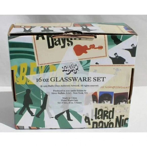 New Set 2 Beatles Glasses 16 oz Tumblers Glasses Cups HELP & A HARD DAYS NIGHT - Picture 3 of 3